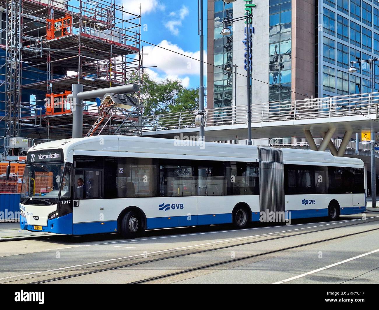 VDL Citea VDL Citea SLFA-180  articulated Electric city bus by GVB in Amsterdam City the Netherlands Stock Photo