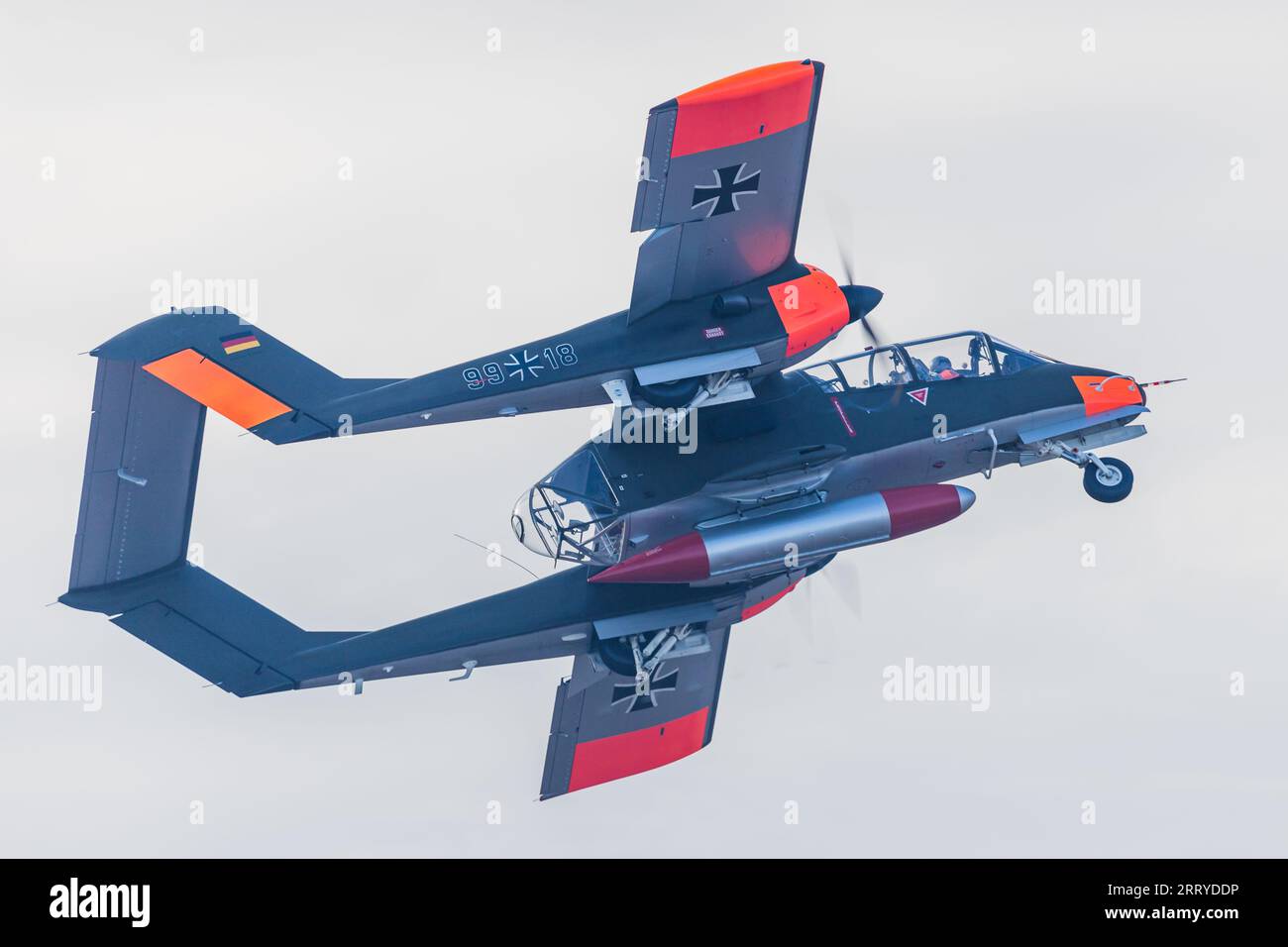 A close up of an OV10 Bronco in German Air Force colours seen in