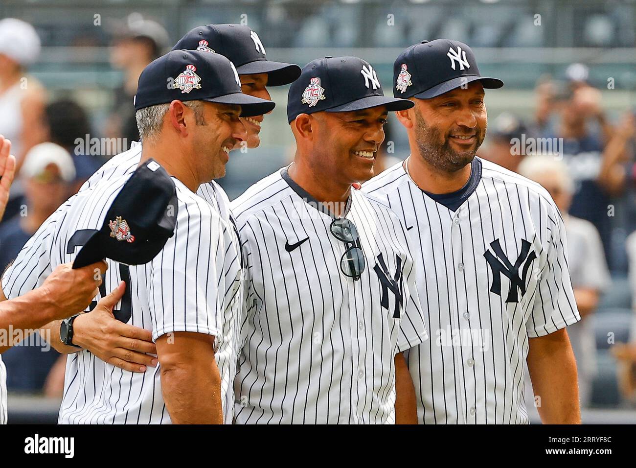 BRONX, NY - SEPTEMBER 09: Jorge Posada is introduced during the