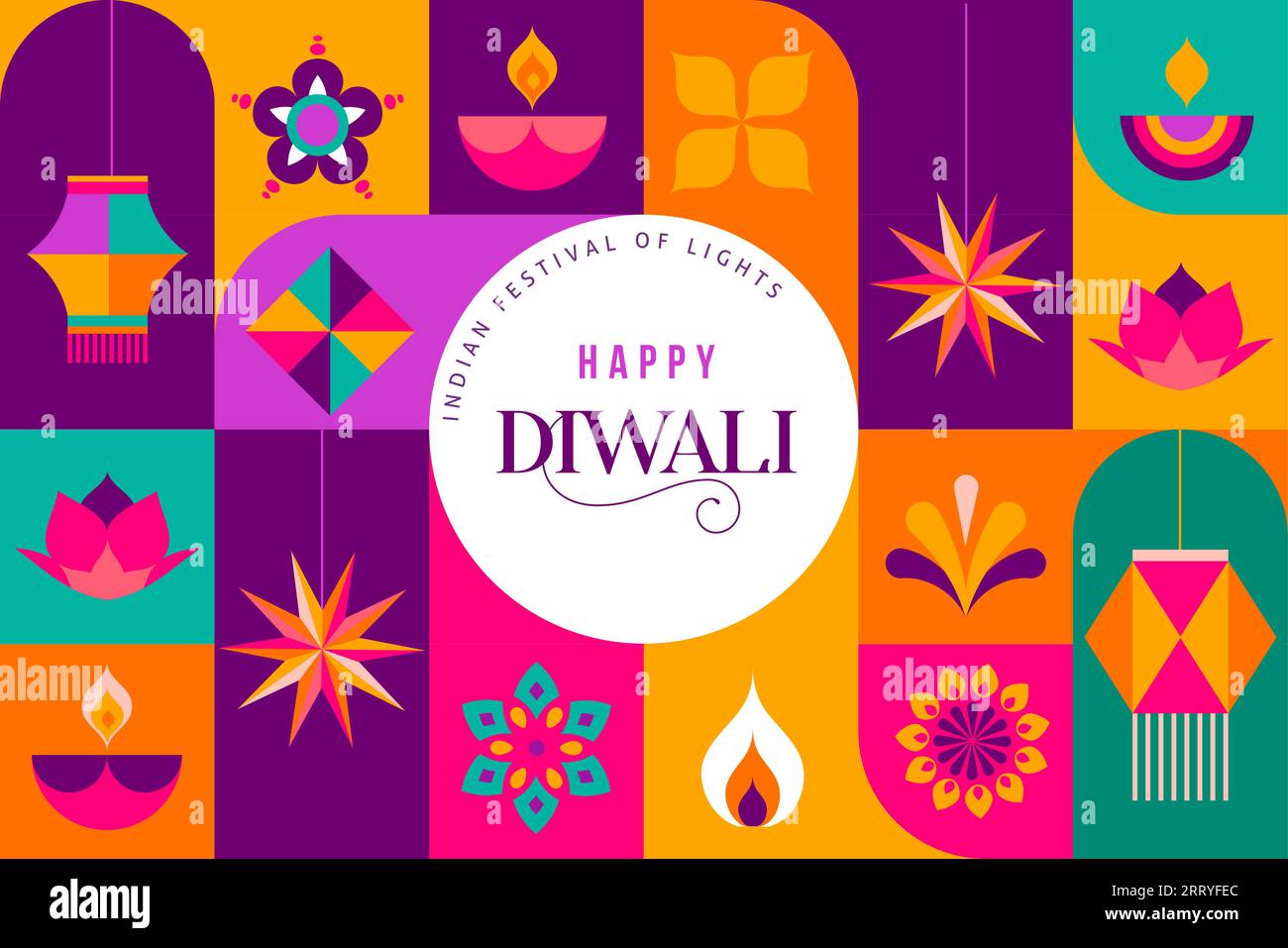 Happy Diwali, festival of light. Modern geometric minimalist design