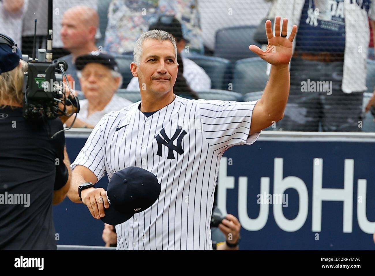 BRONX, NY - SEPTEMBER 09: Andy Pettitte is introduced during the