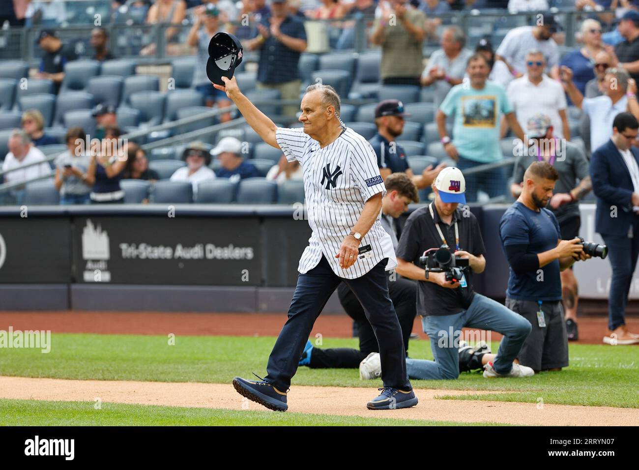 BRONX, NY - SEPTEMBER 09: Joe Torre is introduced during the 75th