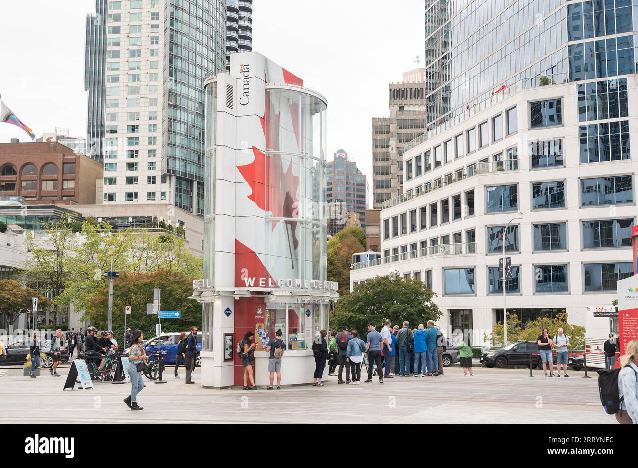 Tourists around the Vancouver cruise ship docks at Canada Place and the