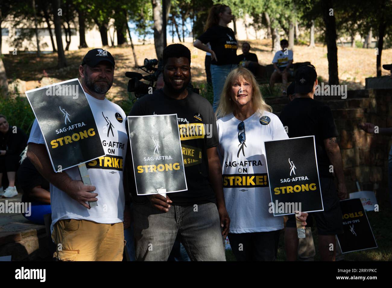 Dallas, Texas, USA. 9th Sep, 2023. The SAG-AFTRA Dallas-Fort Worth Local held a labor solidarity rally at Reverchon Park in Dallas, TX, on Saturday morning, September 9, 2023.Local labor leaders and politicians spoke in support SAG-AFTRA's national strike and their goals for a fair contract. (Credit Image: © Avi Adelman/ZUMA Press Wire) EDITORIAL USAGE ONLY! Not for Commercial USAGE! Stock Photo