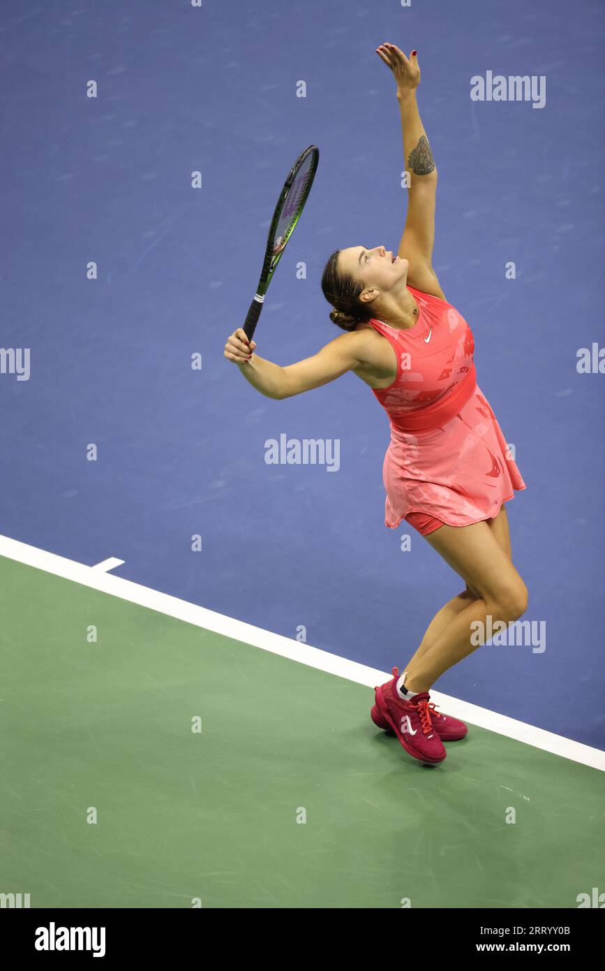 New York, United States. 09th Sep, 2023. Ayrna Sabalenka during the women's final against Coco Gauff. Gauff won the match to claim the US Open title and her first grand slam victory. Credit: Adam Stoltman/Alamy Live News Stock Photo