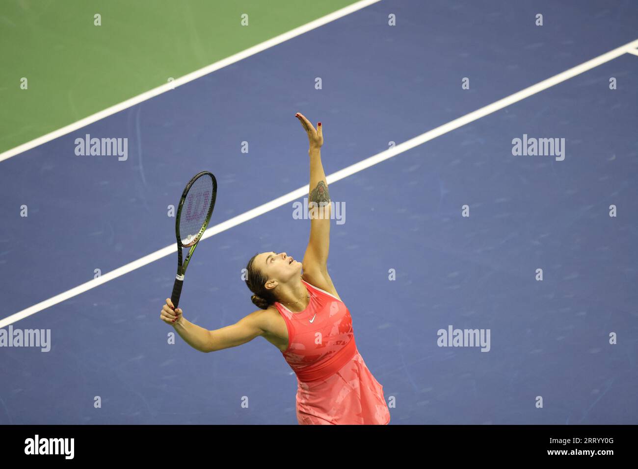 New York, United States. 09th Sep, 2023. Ayrna Sabalenka during the women's final against Coco Gauff. Gauff won the match to claim the US Open title and her first grand slam victory. Credit: Adam Stoltman/Alamy Live News Stock Photo