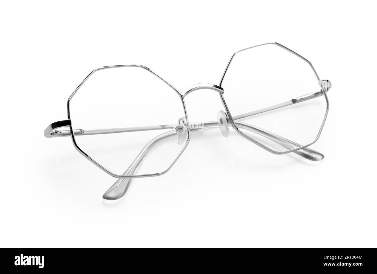 Stylish glasses with metal frame isolated on white Stock Photo Alamy