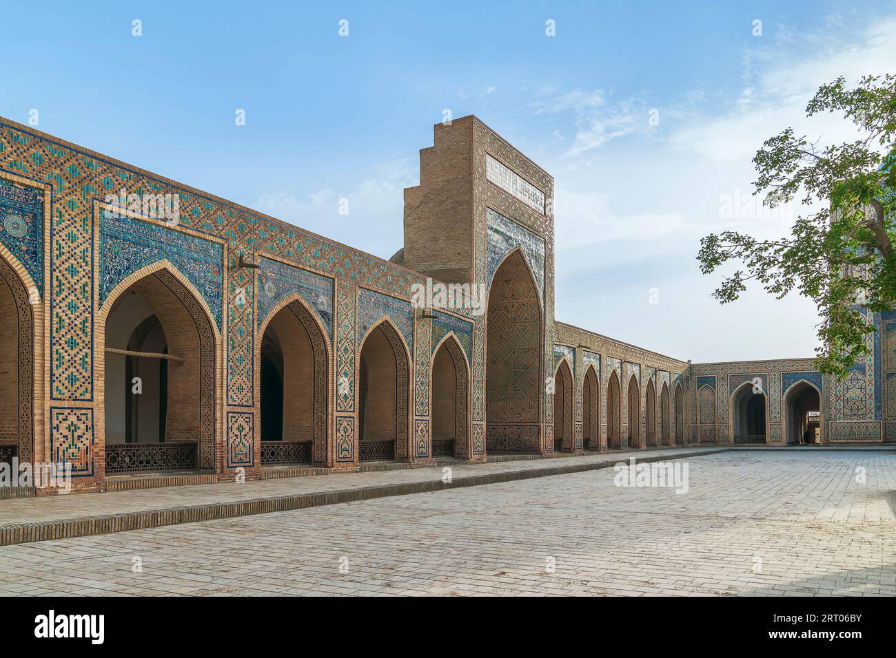 Bukhara, Uzbekistan - May 06, 2009, - Inner courtyard at Islamic religious complex Po-i-Kalyan with the Mir-i Arab madrasa Stock Photo