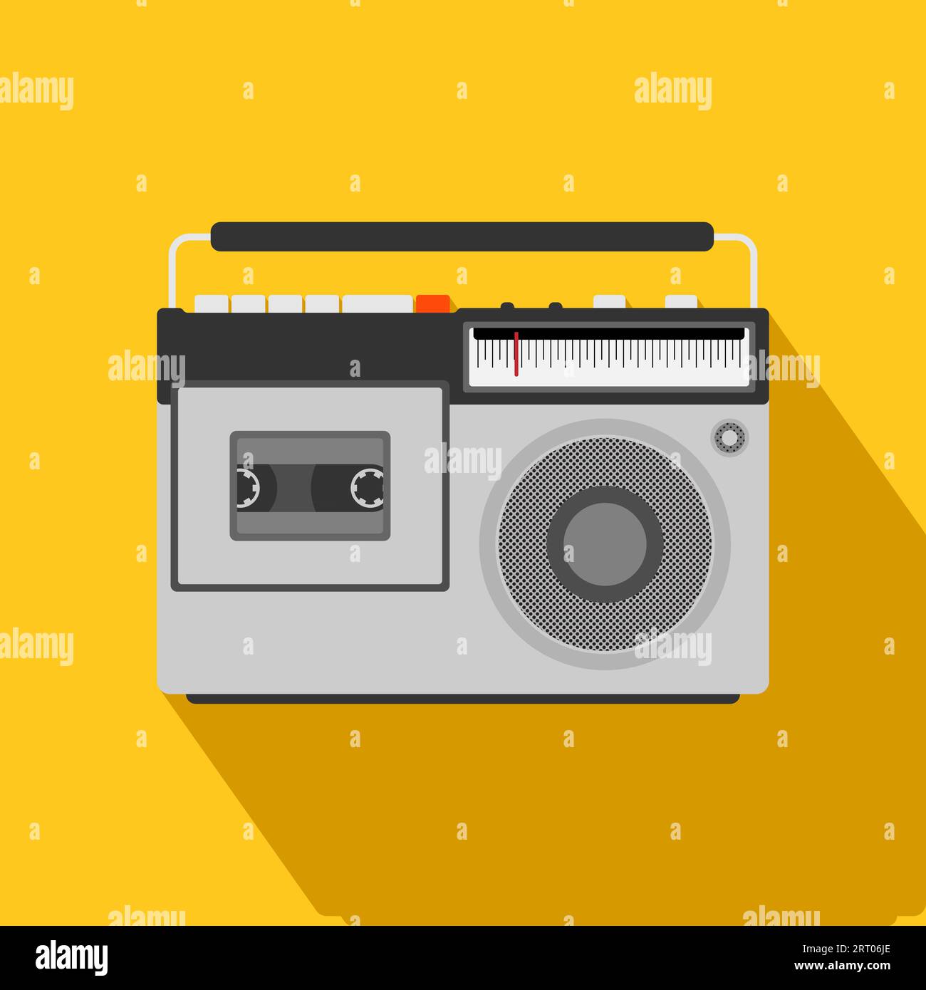 Cassette player. Retro cassette recorder. Music player. 90s style