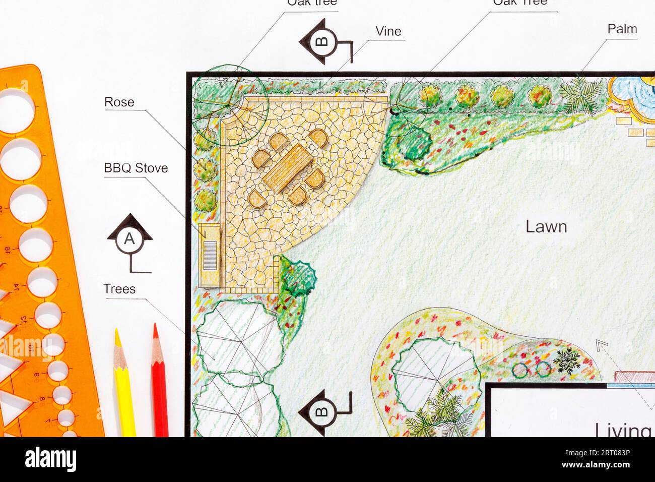 Landscape architect design garden plan Stock Photo - Alamy