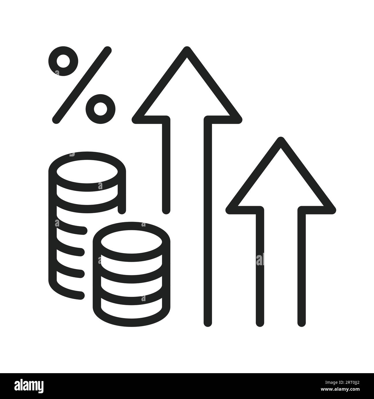 Inflation graph rate rise percentage analysis icon Stock Vector