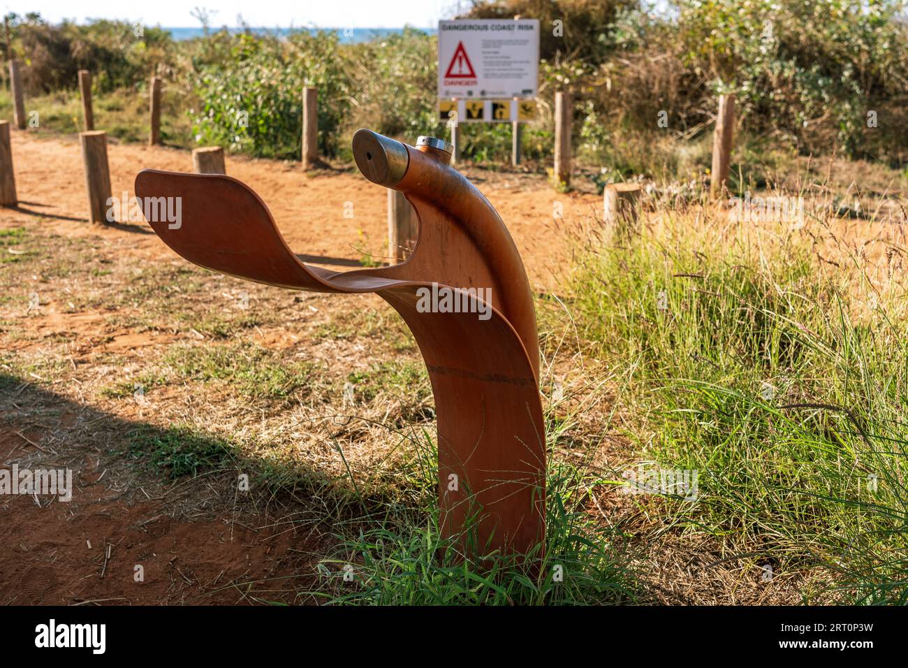 Rusted colour drinking water fountain in Broome, Western Australia Stock Photo
