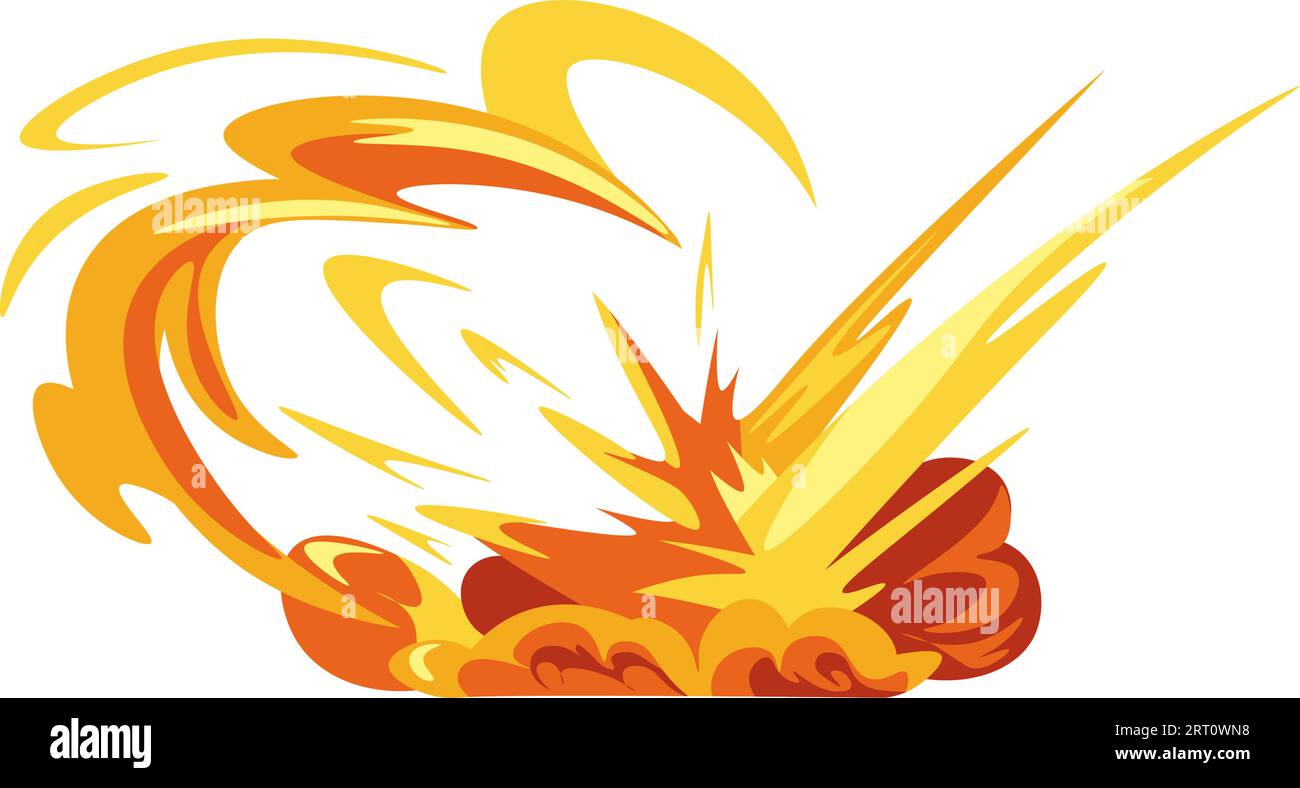Blast of fire and flame, explosion and discharge of power force. Isolated game design effect of