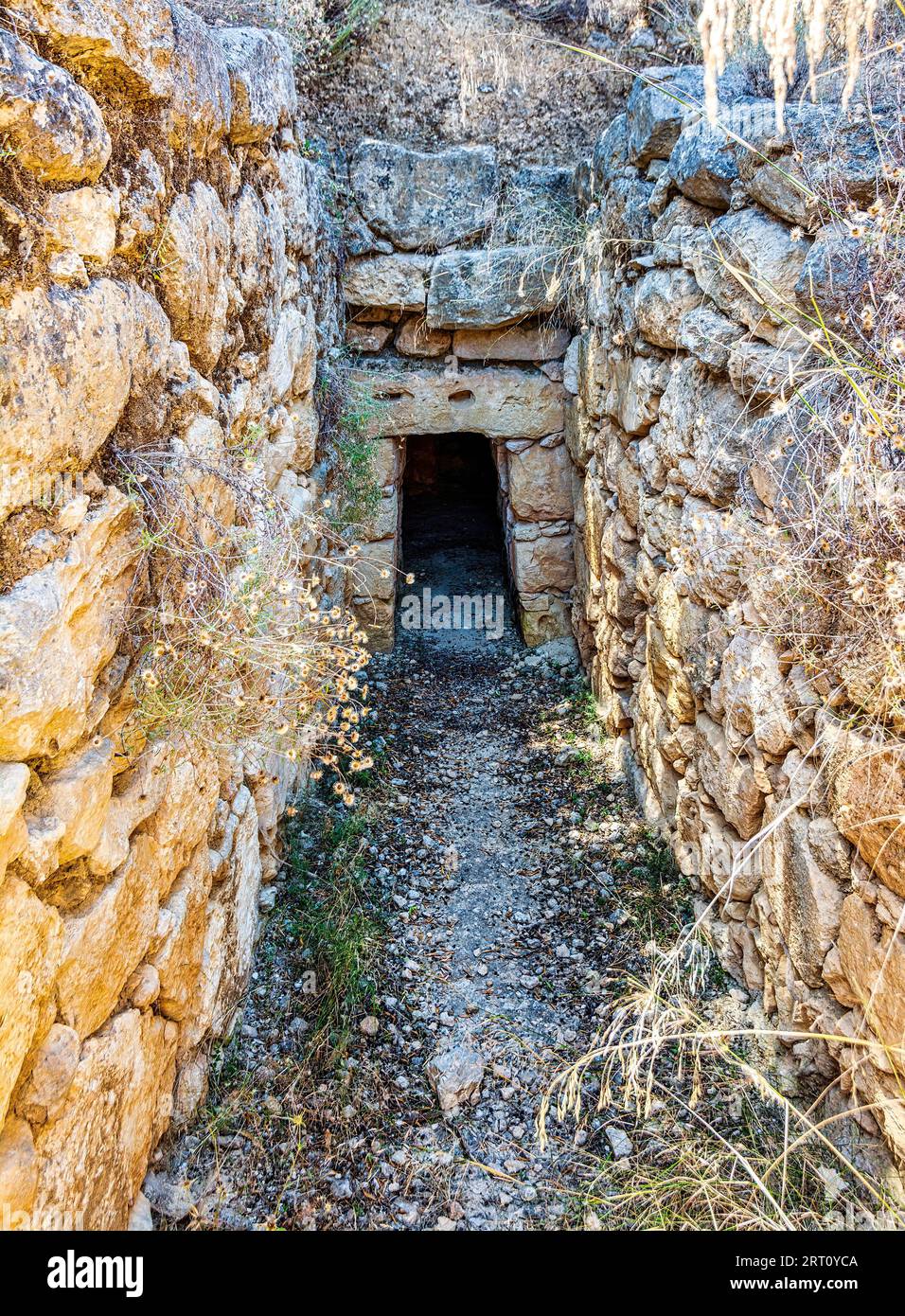 Achladia Minoan Tholos Tomb is next to Maronia and is located in Crete, Greece Stock Photo