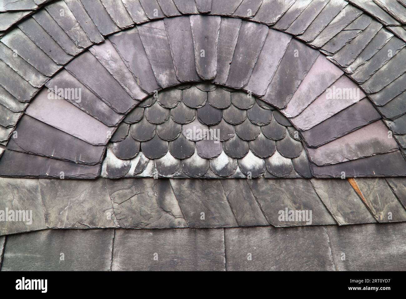 Detail of the slate roofing Stock Photo