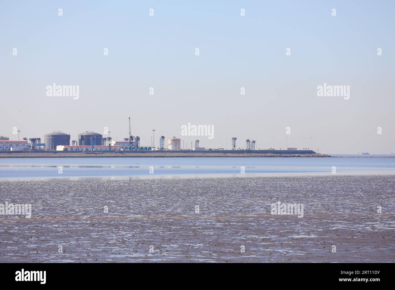 Caofeidian, China - November 9, 2020: Prospect of artificial island 1 in Hebei Tangshan, Hebei Province, China Stock Photo