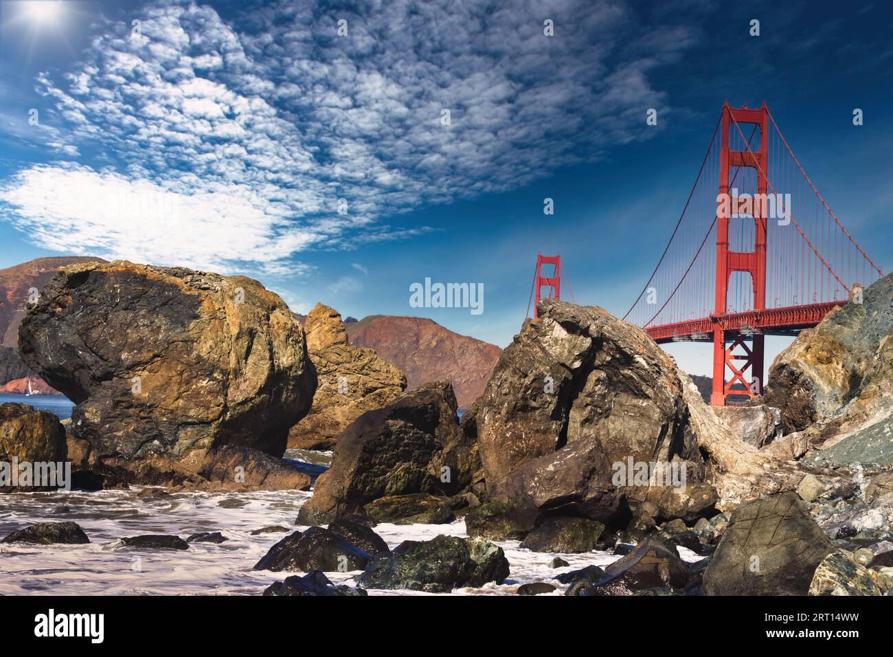 Golden Gate Bridge Under a Beautiful Cloudy Sky Stock Photo - Alamy