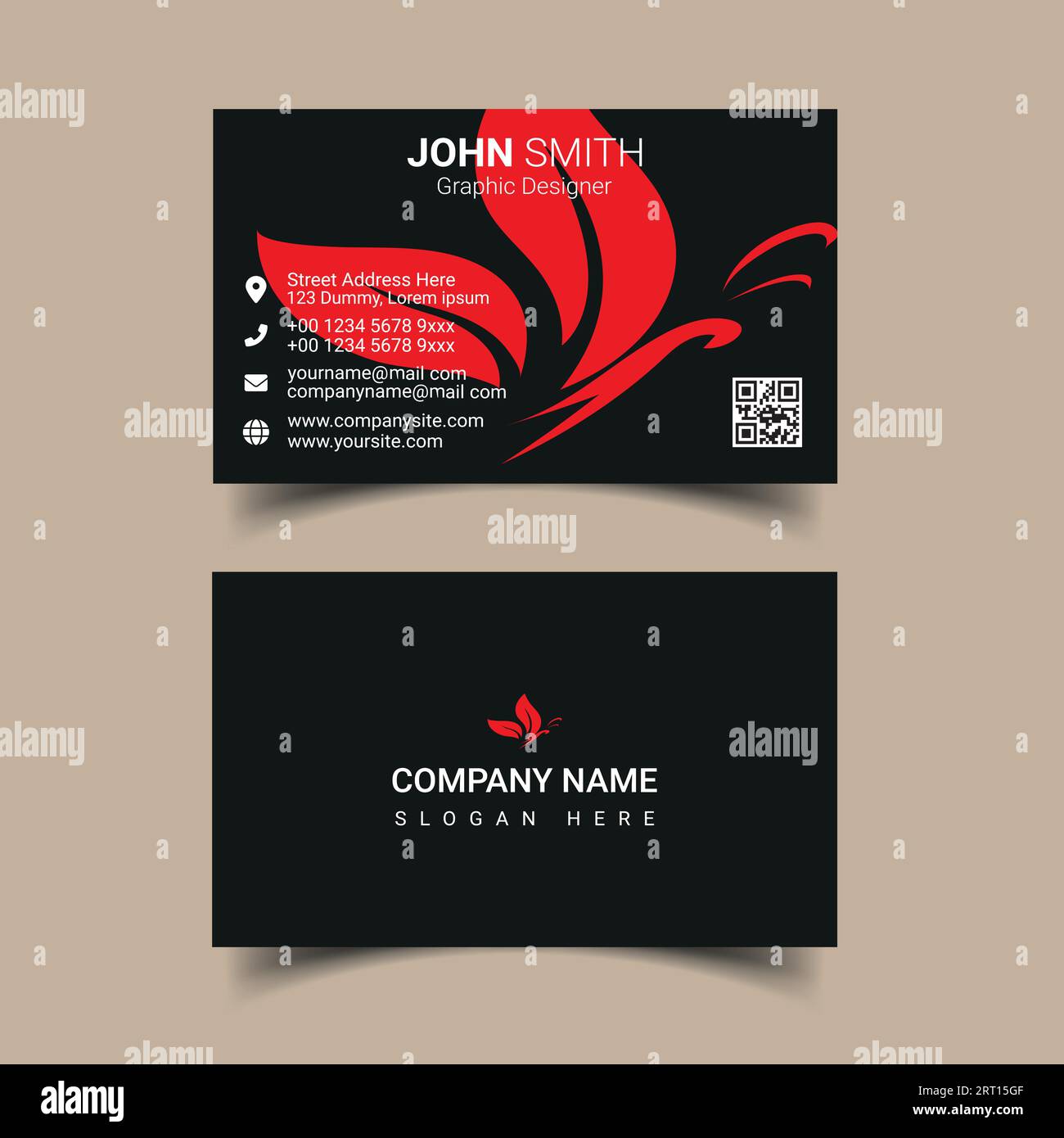 Professional business card design template for company or business. Two ...