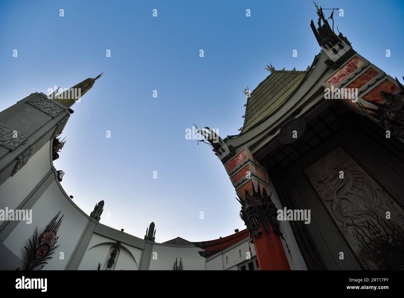 Low Angle View of Grauman's Chinese Theatre at Hollywood Boulevard - Los Angeles, California Stock Photo