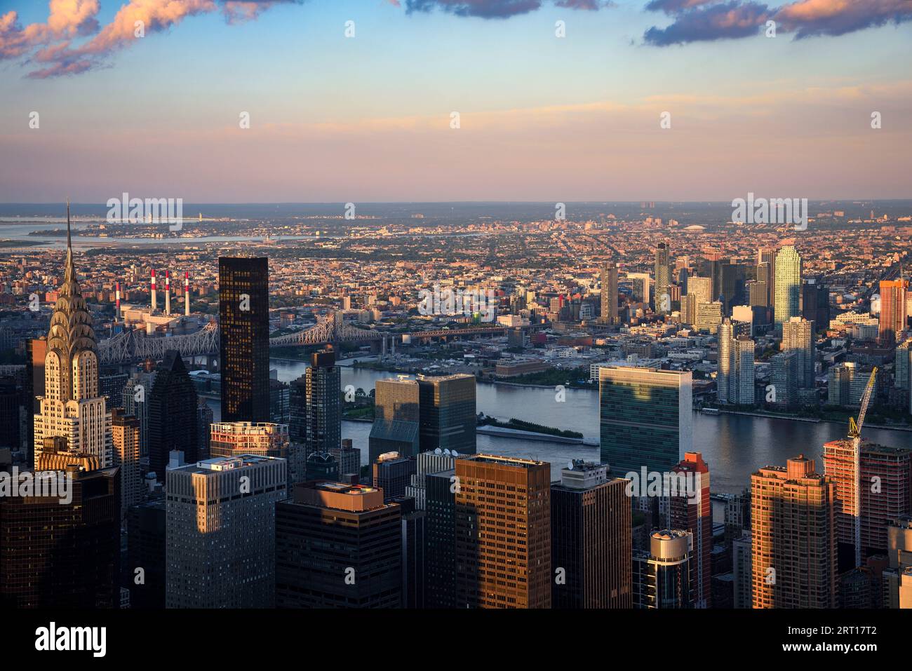 New York City Skyline seen from the Empire State Building at Dusk Stock ...