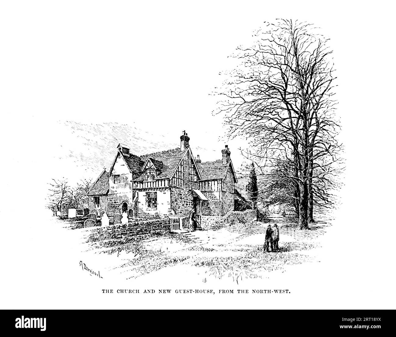 The Church and New Guest House from the North West Deepdale, Preston, Lancashire, England. from the book ' Cathedrals, abbeys and churches of England and Wales : descriptive, historical, pictorial ' by Bonney, T. G. (Thomas George), 1833-1923; Publisher London : Cassell 1890 Stock Photo