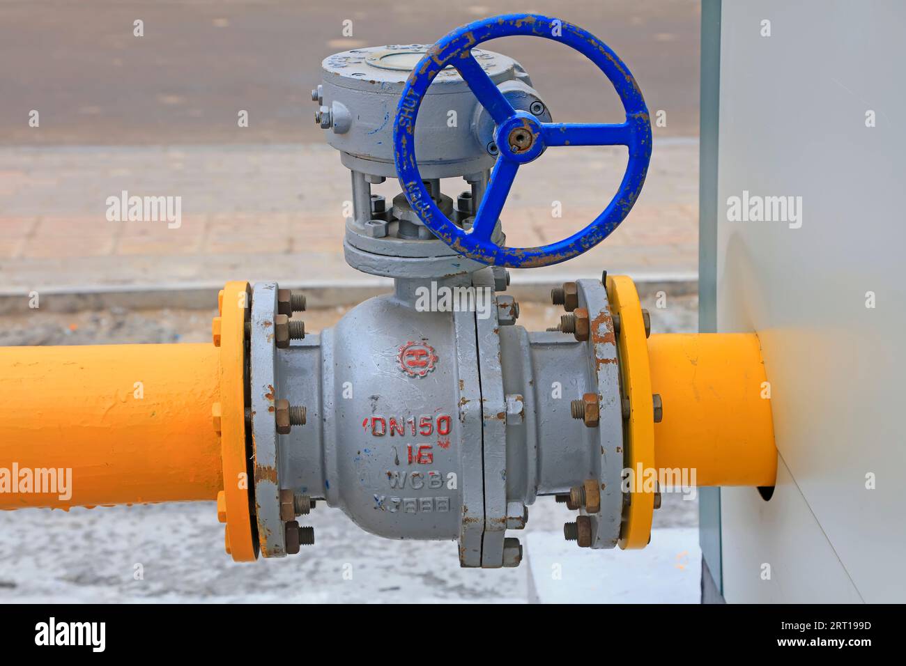 Gas pipeline valves and fittings, closeup of photo Stock Photo Alamy