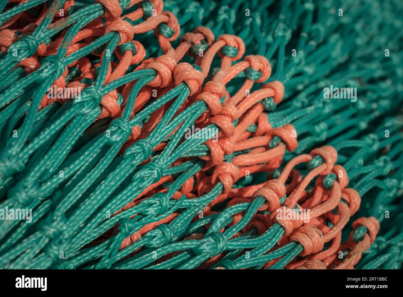 detail of old fishing nets Stock Photo