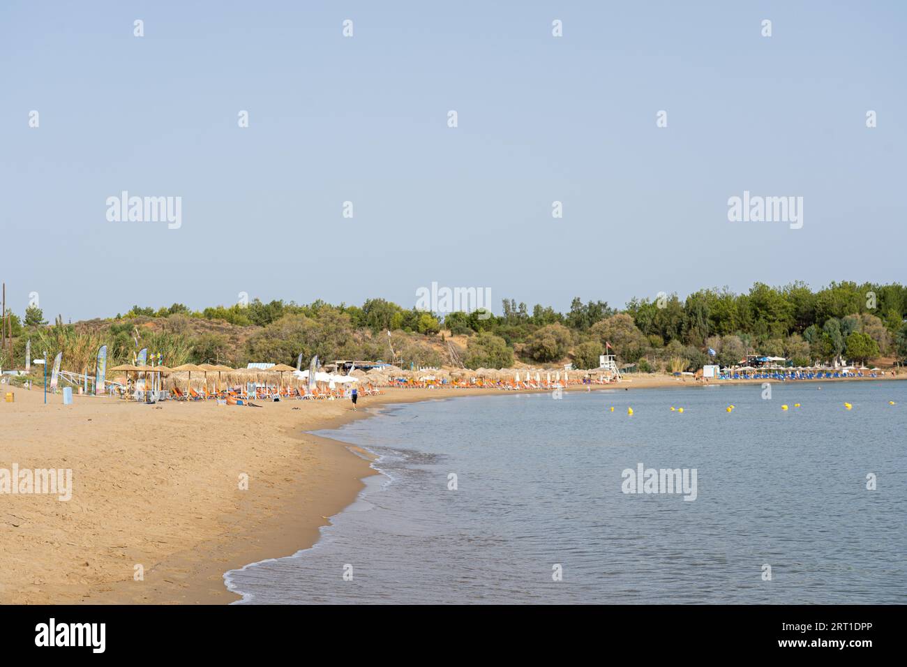 Crete, Greece, September 18, 2021: The so called Golden Beach near Chania town Stock Photo