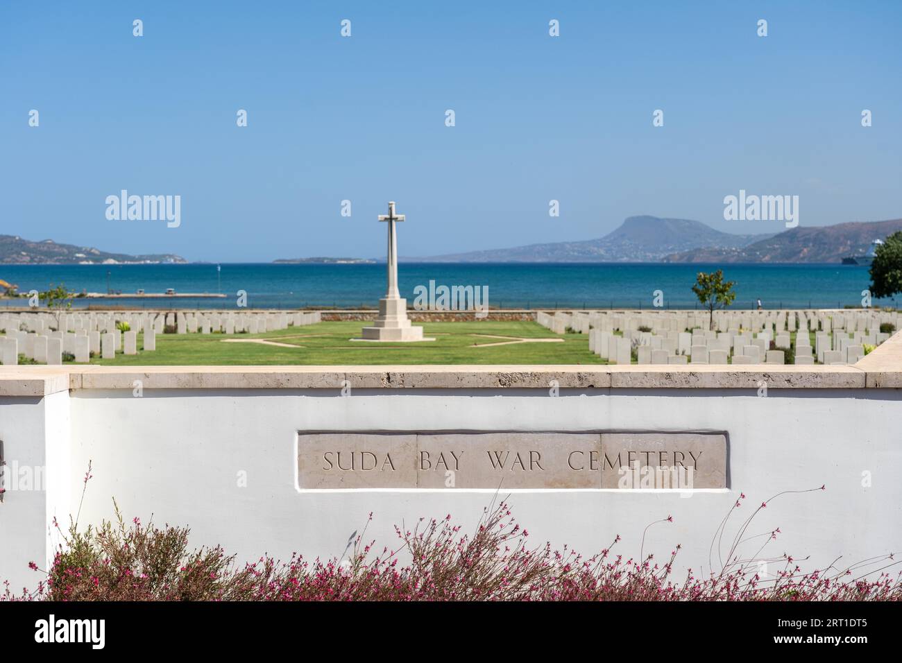 Crete, Greece, September 20, 2021: Souda Bay War Cemetery, an Allied war cemetery administered by the Commonwealth War Graves Commission Stock Photo