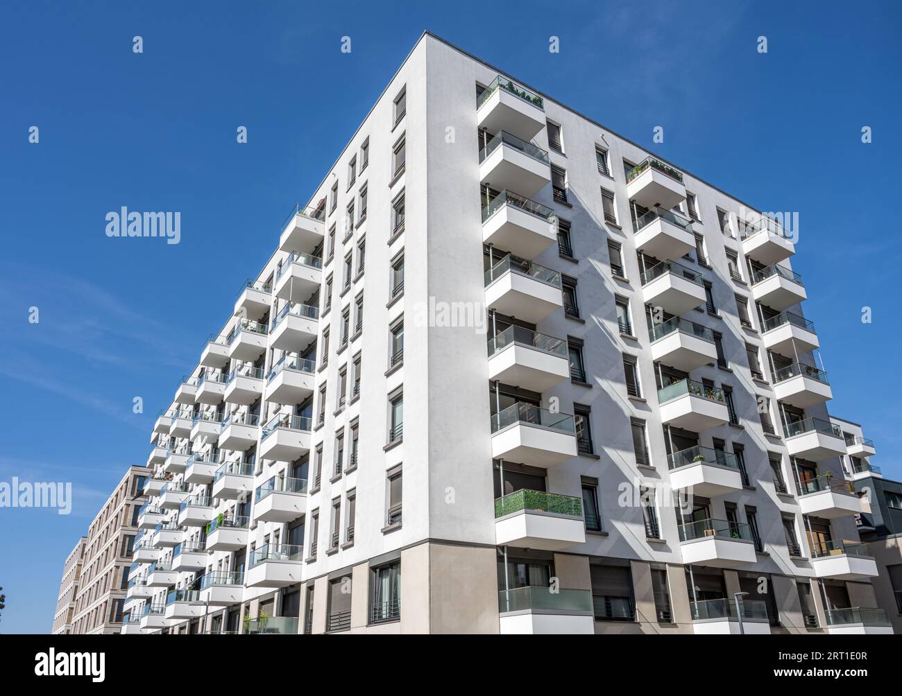 Big modern apartment building seen in Berlin, Germany Stock Photo