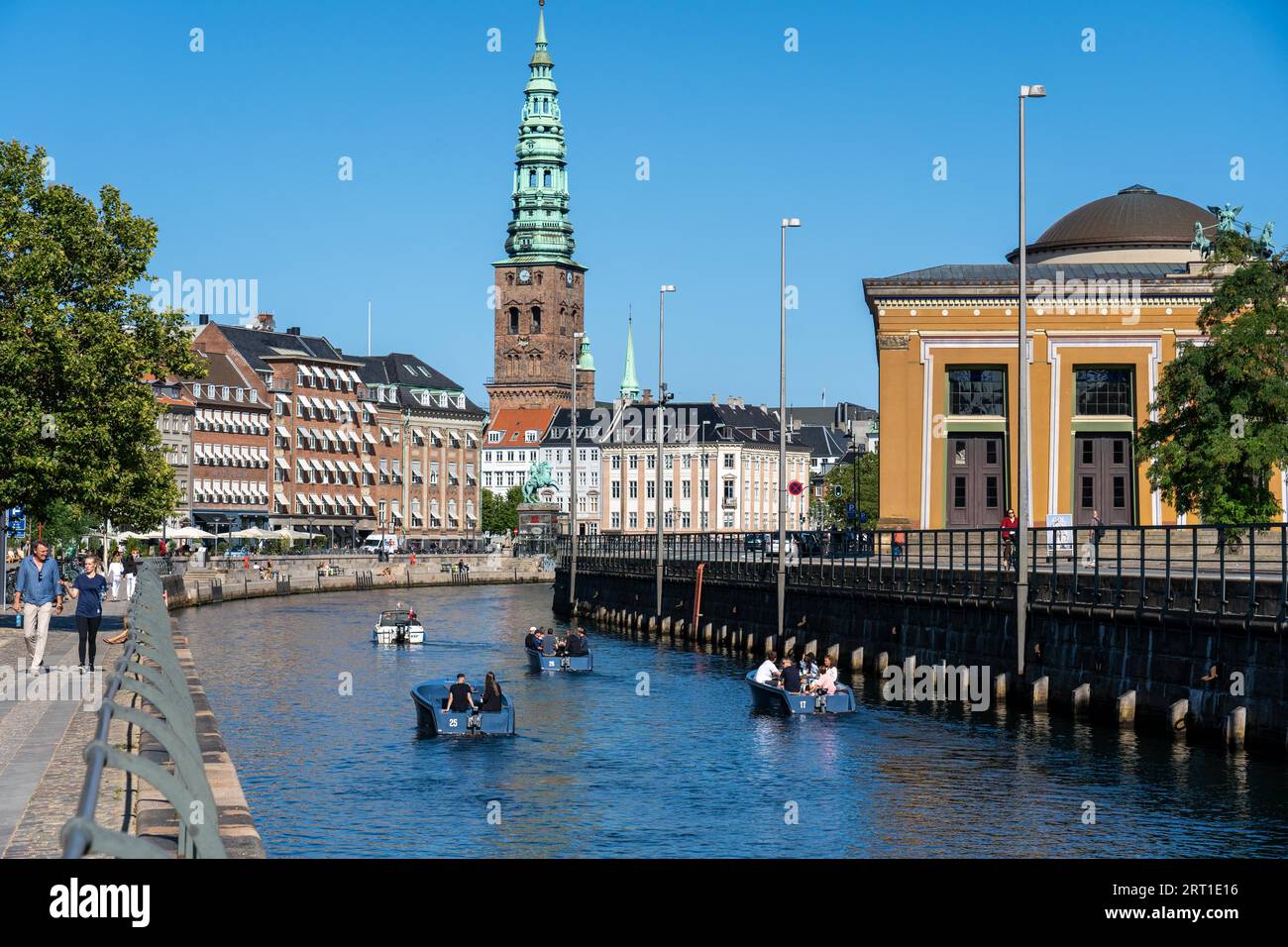 Copenhagen, Denmark, September 02, 2021: Tourist boats in Holmen channel on a sunny day Stock Photo