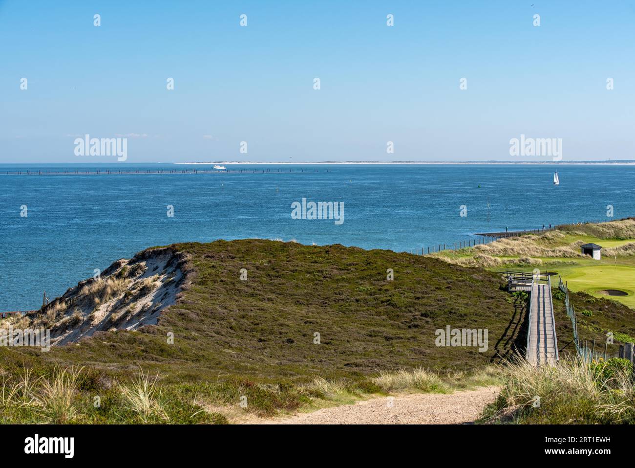 Sea view to the North Sea islands Amrum and Foehr Stock Photo