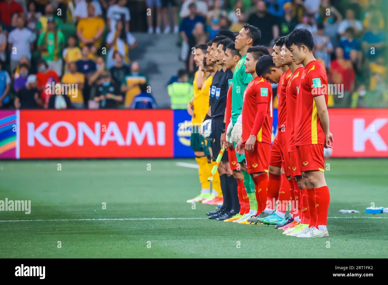 MELBOURNE, AUSTRALIA, JANUARY 27 Vietnam sing their national anthem