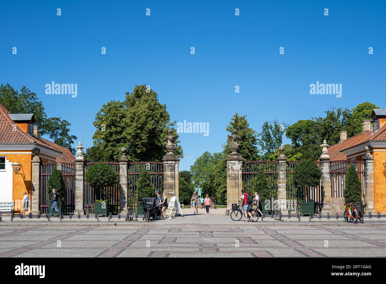 Copenhagen, Denmark, July 12, 2022: People at the main entrance to Frederiksberg Gardens Stock Photo