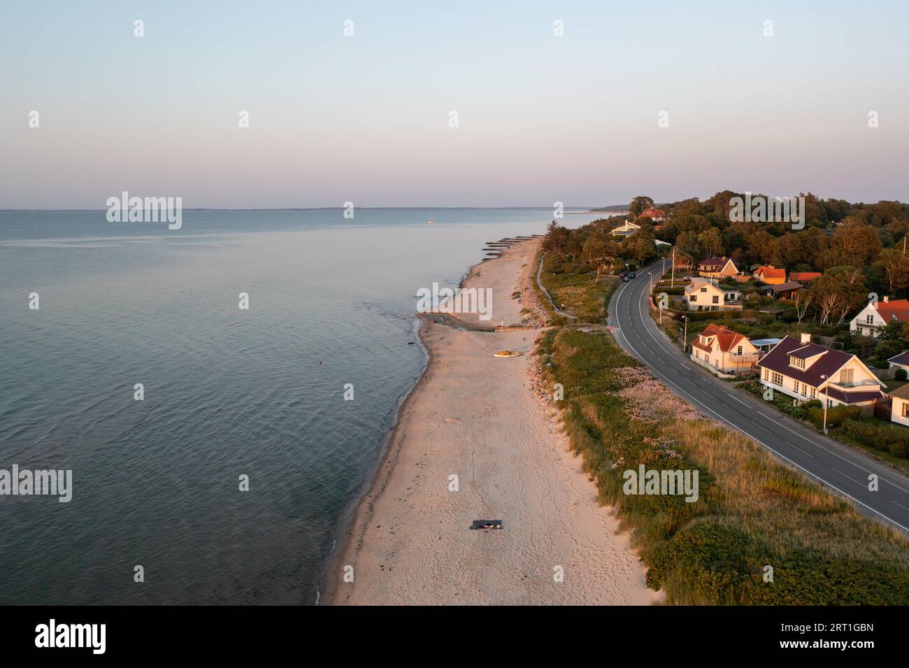 Villingebaek, Denmark, July 22, 2021: Aerial view of coastline in North Zealand Stock Photo