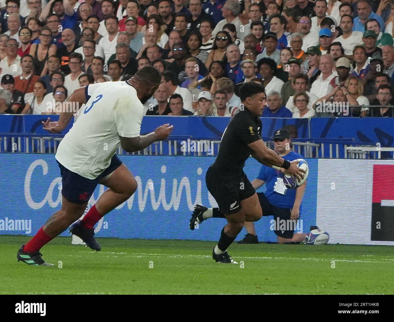 during the World Cup 2023, Pool A rugby union match between France and New Zealand on September 8, 2023 at Stade de France in Saint-Denis near Paris, France Stock Photo