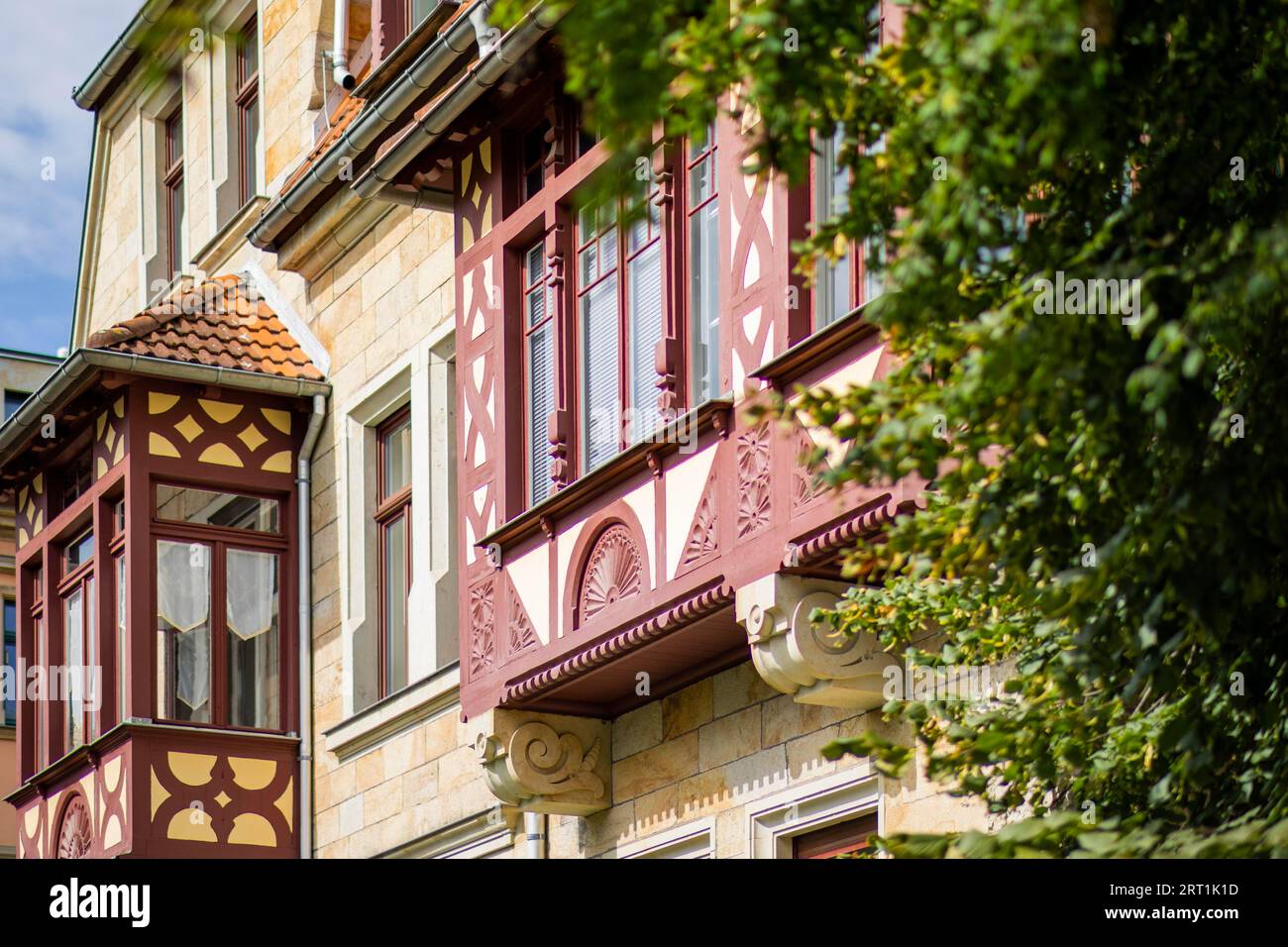 Wilhelminian style facades of city villas in Dresden Gruna Stock Photo