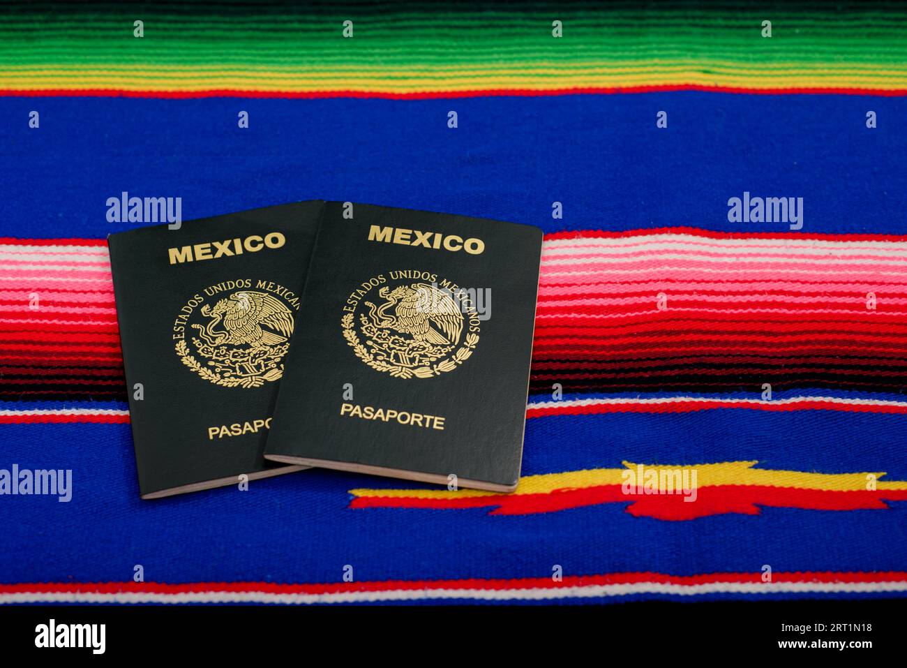 Mexican passport on colorful serape. Mexicanity concept Stock Photo Alamy