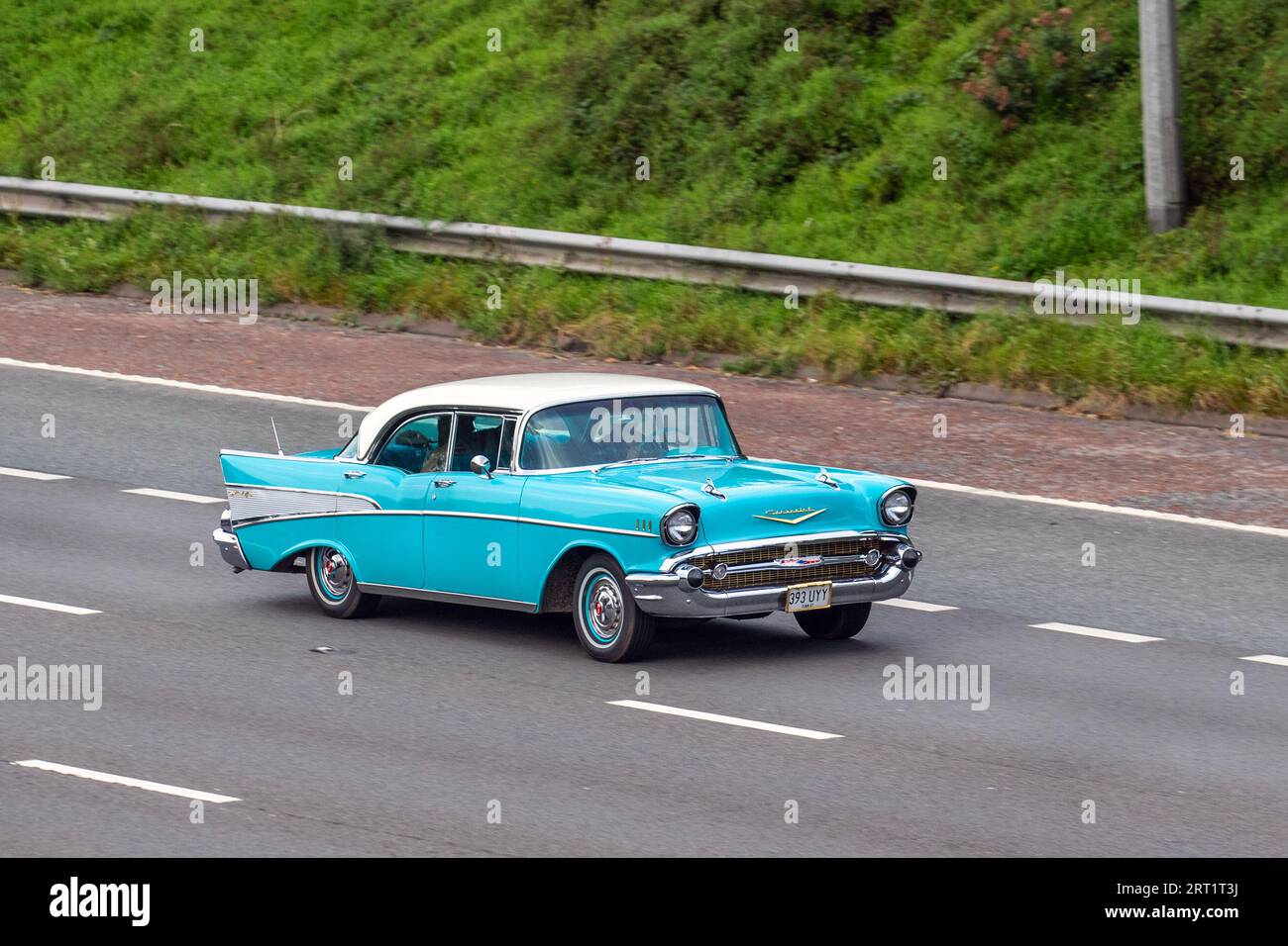 1957 50s fifties Chevrolet Gmc Belair Blue petrol 4800 cc Stock Photo