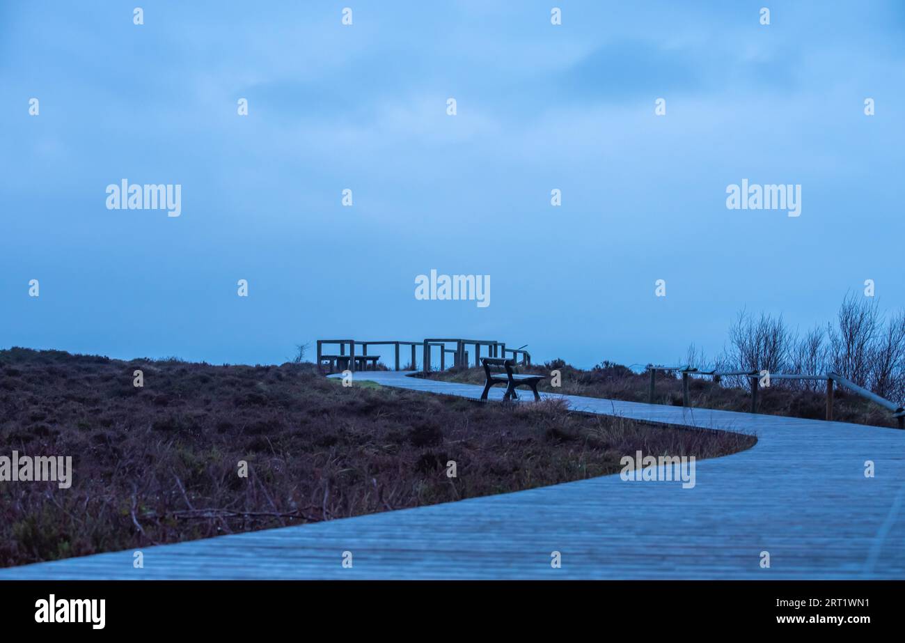 Footbridge in Morsum to the cliff edge Stock Photo