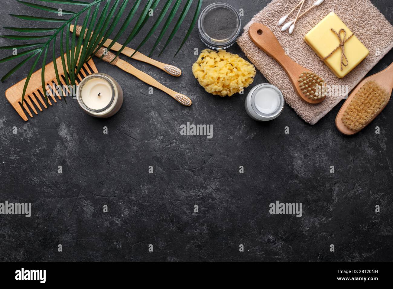 Natural bamboo tooth brushes, black dental powder, hair comb, soap and