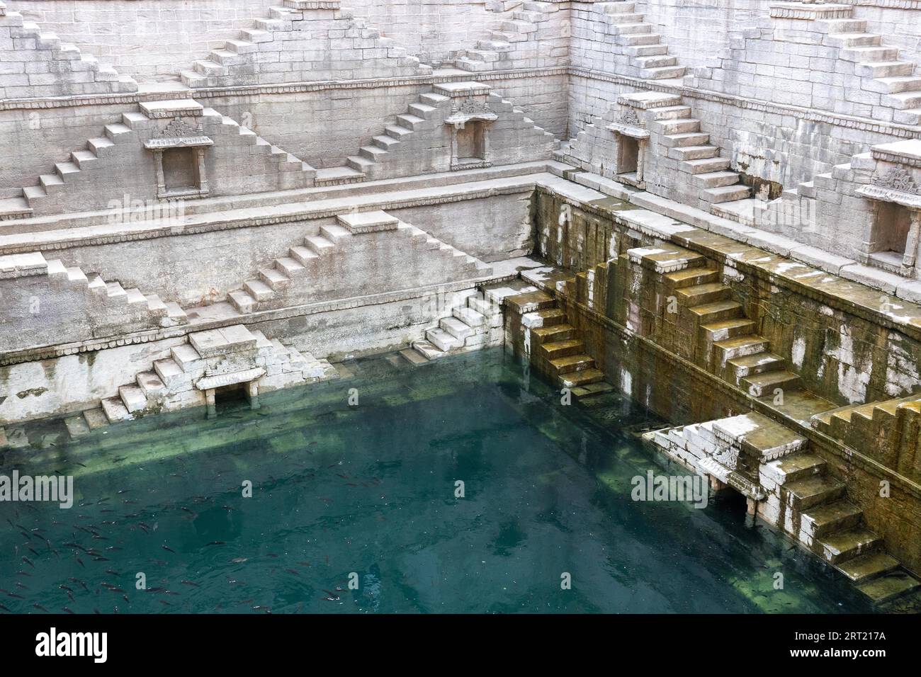 Jodhpur, India, December 8, 2019: The historic stepwell Toorji Ka Jhalra in the historic city centre Stock Photo