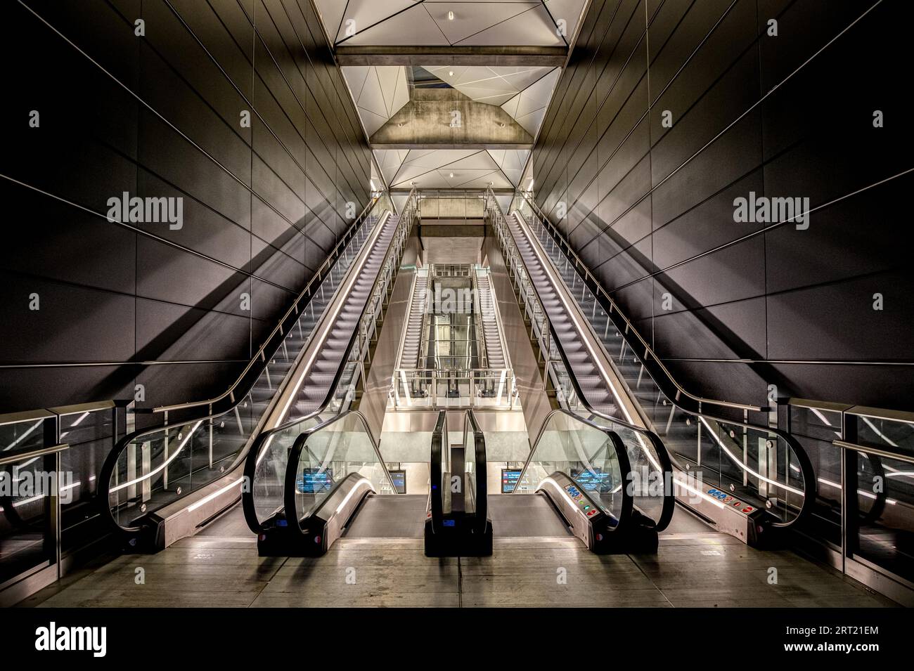 Copenhagen, Denmark, October 13, 2019: Interior view of the new metro ...