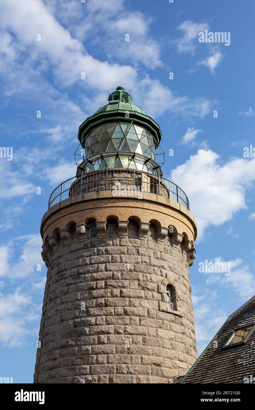 Bornholm, Denmark, August 10, 2020: Exterior view of Hammeren Lighthouse on Bornholm Island Stock Photo