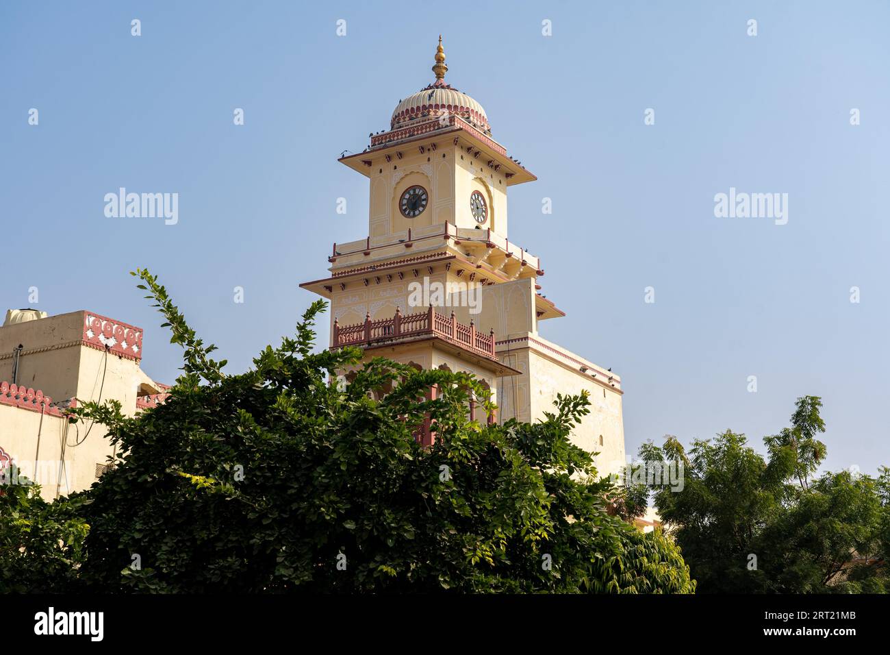 Jaipur, India, December 11, 2019: Exterior view of the clock tower at the City Palace Stock Photo