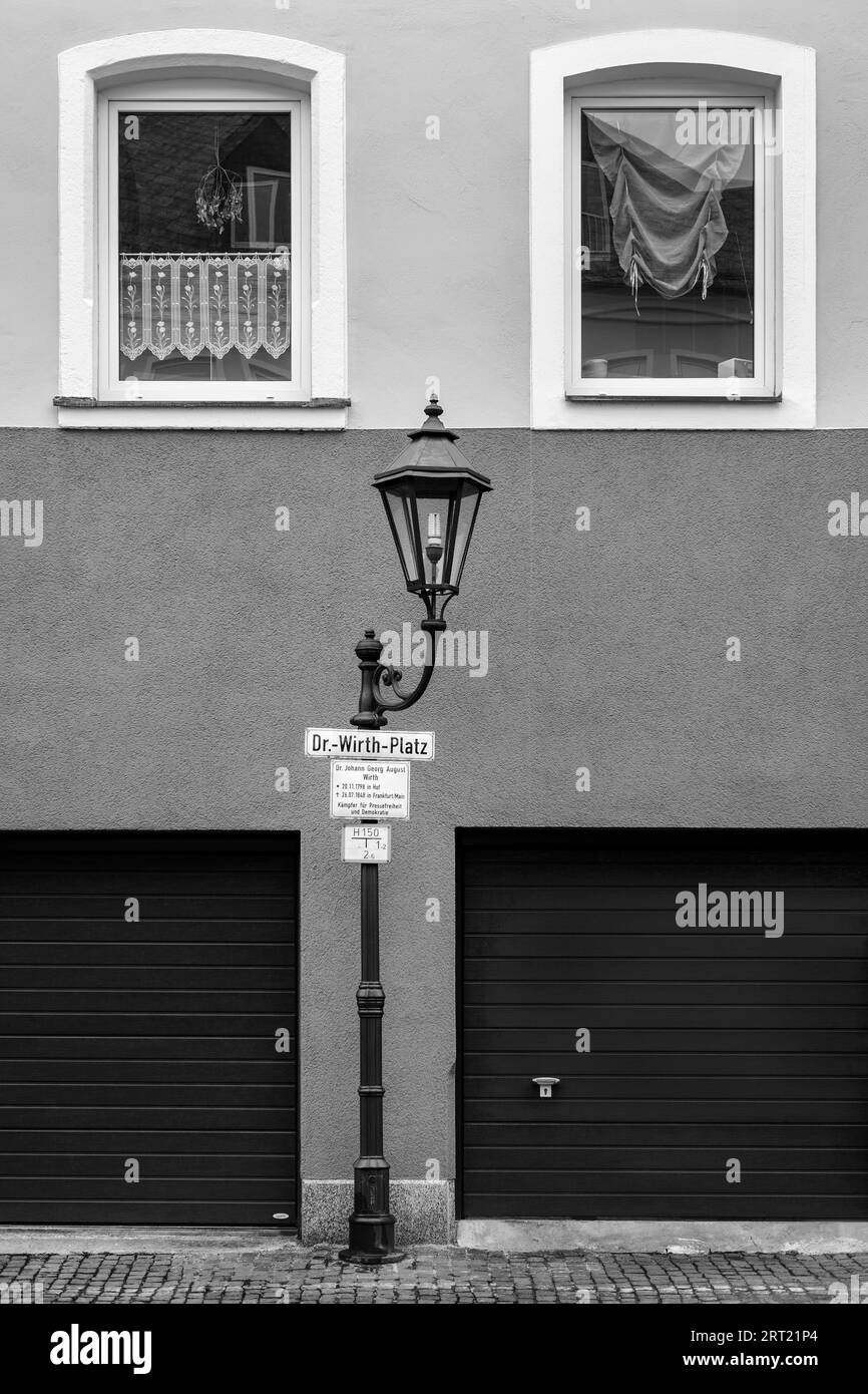 The lamp in front of the house wall Stock Photo