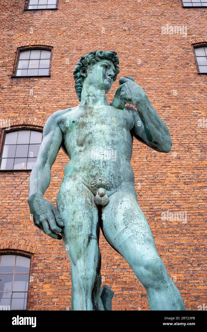 Copenhagen, Denmark, February 7, 2020: Replica of Michelangelo's David statue outside The Royal Cast Collection building on Langelinie Promenade Stock Photo