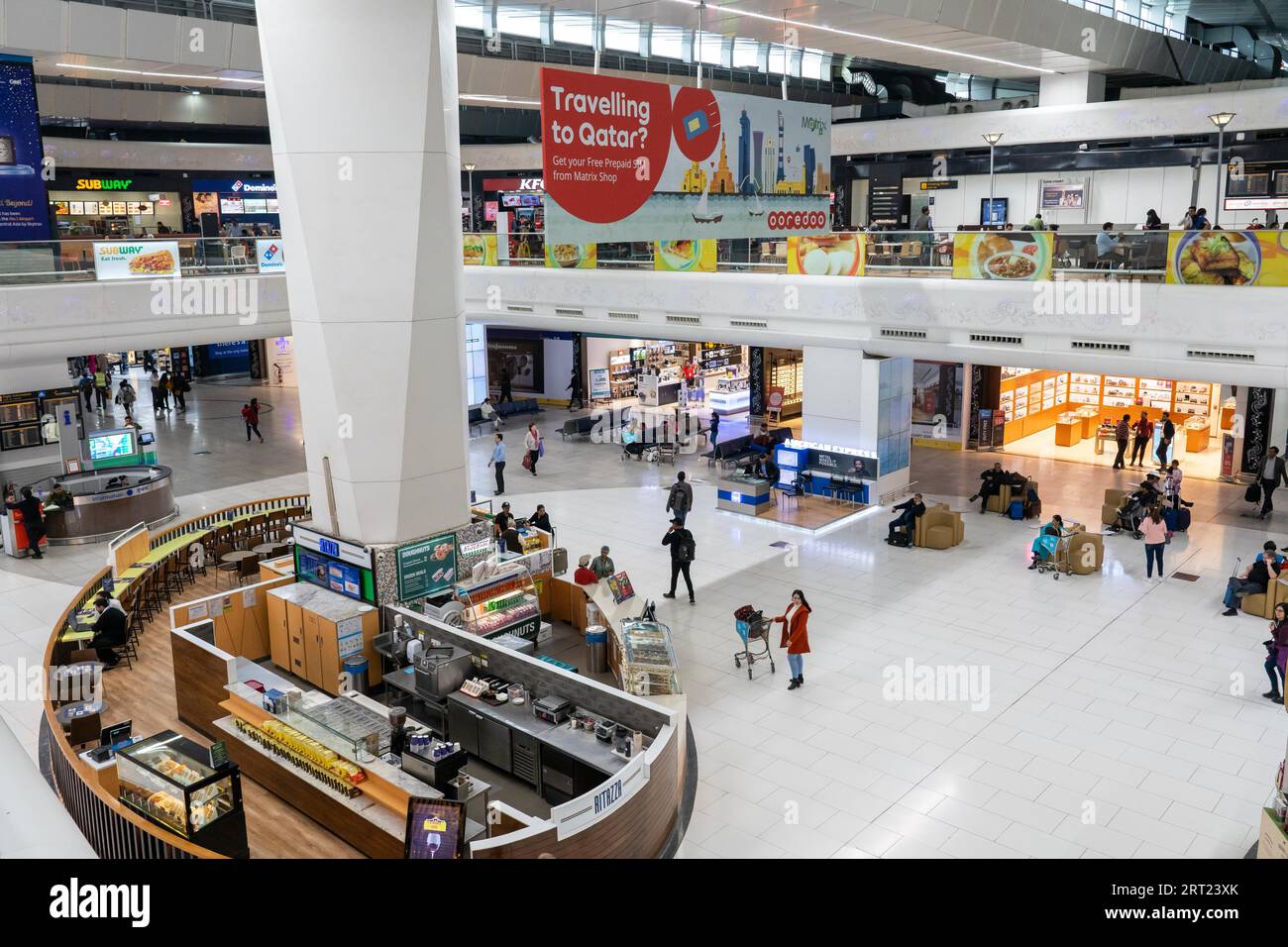 Delhi, India, December 14, 2019: Shops inside the terminal inside Indira Gandhi International Airport Stock Photo
