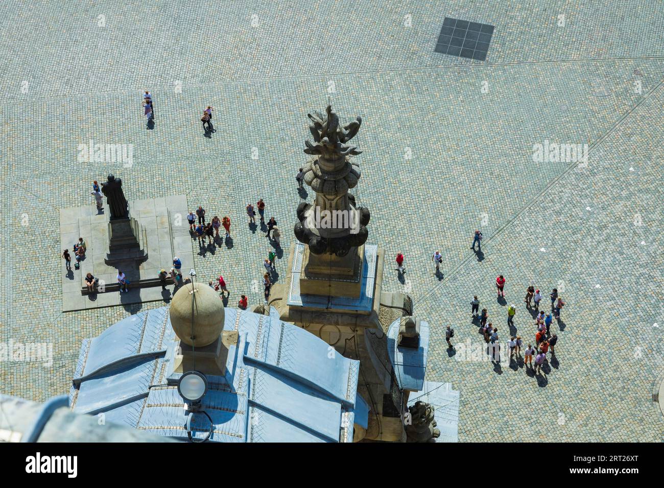 View from the lantern of the Dresden Church of Our Lady. On Dresden's Neumarkt, the tourist centre, tourism is only slowly getting back on track Stock Photo