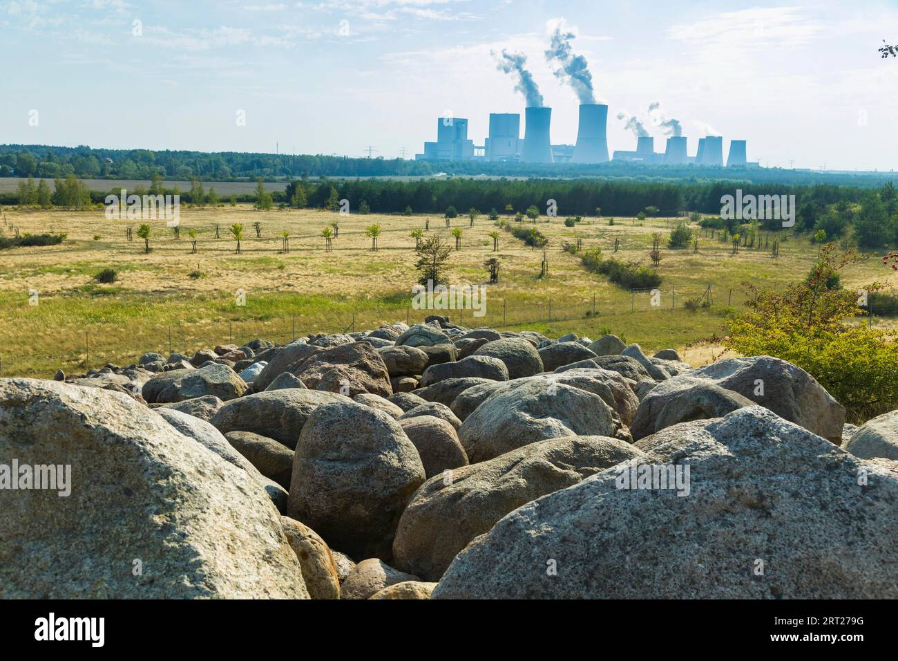 The Boxberg power plant is a German lignite-fired power plant in Boxberg O.L. in Upper Lusatia in the Lusatian lignite mining region. During its Stock Photo